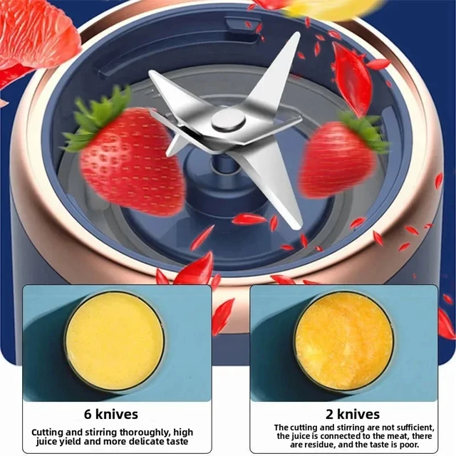 Alt view image 5 of 7 - Portable Fruit Juice Blenders Summer Personal Electric Mini Bottle Home USB 6 Blades Juicer Cup Machine For Kitchen