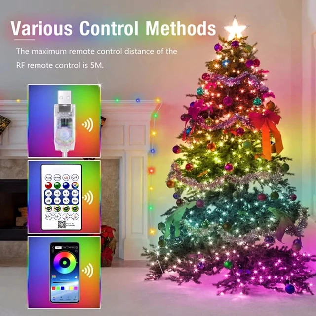 Alt view image 2 of 7 - String LED Bluetooth Fairy Lights Dreamcolor RGBIC DIY Party Christmas Tree Lights Wedding Decor Garland USB Lamp 15M/10M/5M/2M