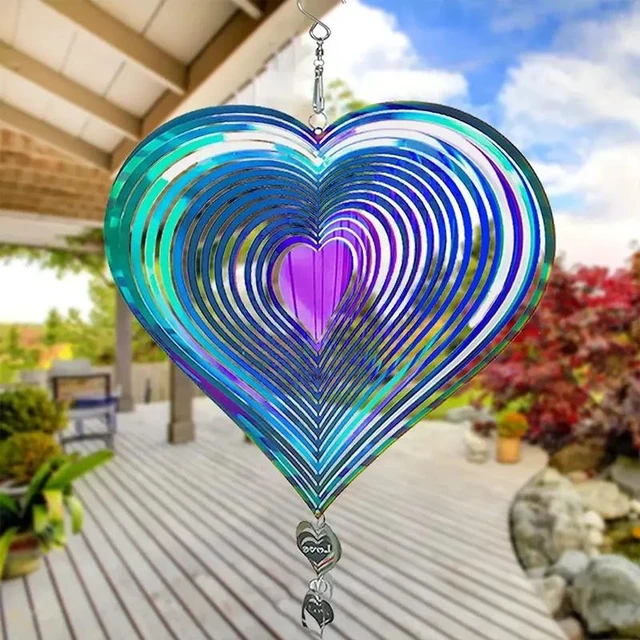 Main image of Gradient Color Wind Spinner Catcher Stainless Steel 3D Flowing Light Effect Wind Chimes Parts Outdoor Garden Yard Bedroom Decor