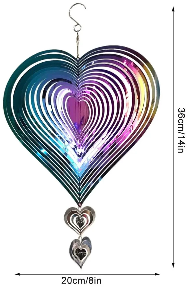 Alt view image 2 of 7 - Gradient Color Wind Spinner Catcher Stainless Steel 3D Flowing Light Effect Wind Chimes Parts Outdoor Garden Yard Bedroom Decor