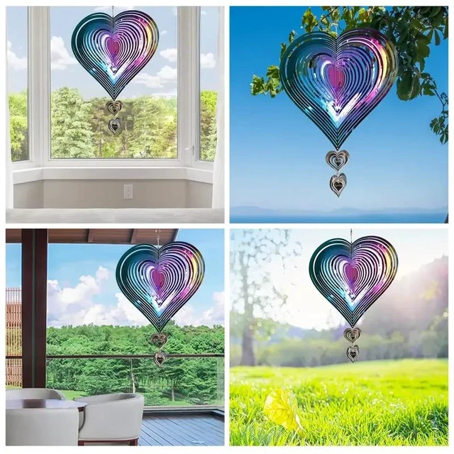 Alt view image 5 of 7 - Gradient Color Wind Spinner Catcher Stainless Steel 3D Flowing Light Effect Wind Chimes Parts Outdoor Garden Yard Bedroom Decor