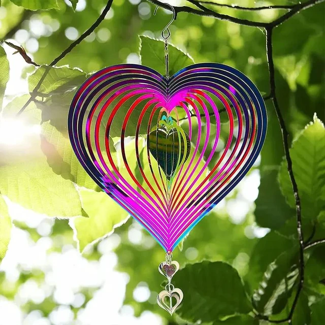 Alt view image 6 of 7 - Gradient Color Wind Spinner Catcher Stainless Steel 3D Flowing Light Effect Wind Chimes Parts Outdoor Garden Yard Bedroom Decor