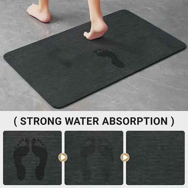 Alt view image 3 of 7 - Diatomaceous earth printed bathroom mat absorbent foot mat for shower room entrance square toilet mat household entrance mat