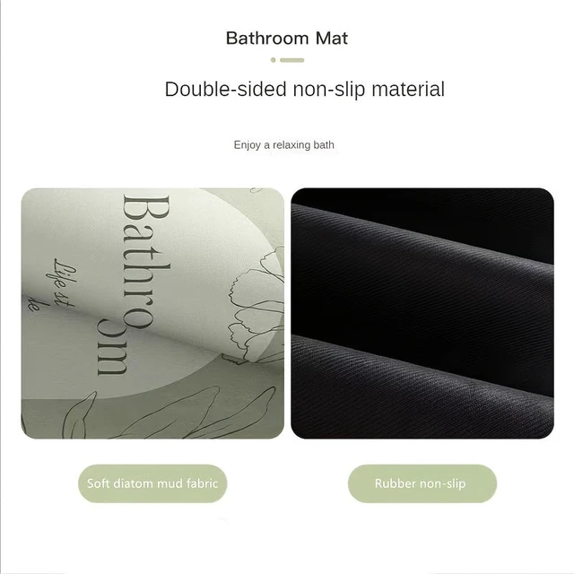 Alt view image 5 of 7 - Diatomaceous earth printed bathroom mat absorbent foot mat for shower room entrance square toilet mat household entrance mat