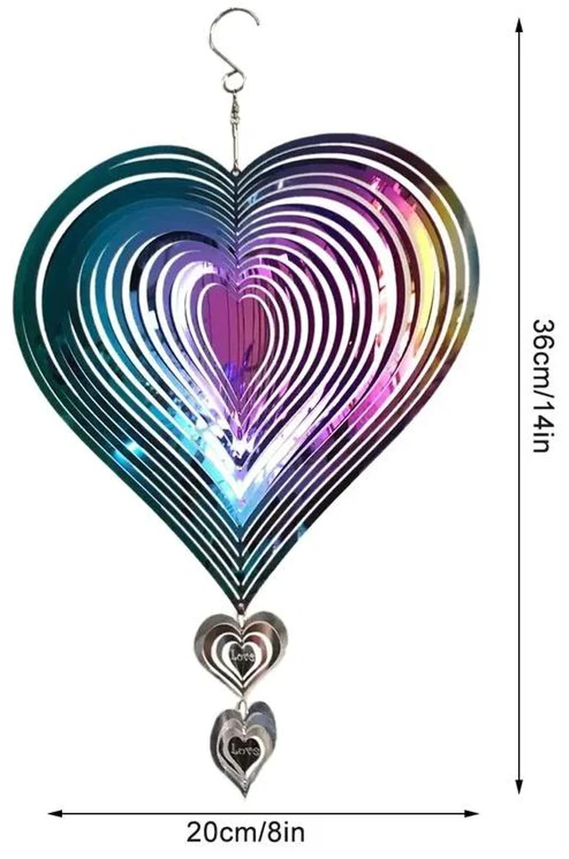 Alt view image 7 of 7 - Gradient Color Wind Spinner Catcher Stainless Steel 3D Flowing Light Effect Wind Chimes Parts Outdoor Garden Yard Bedroom Decor
