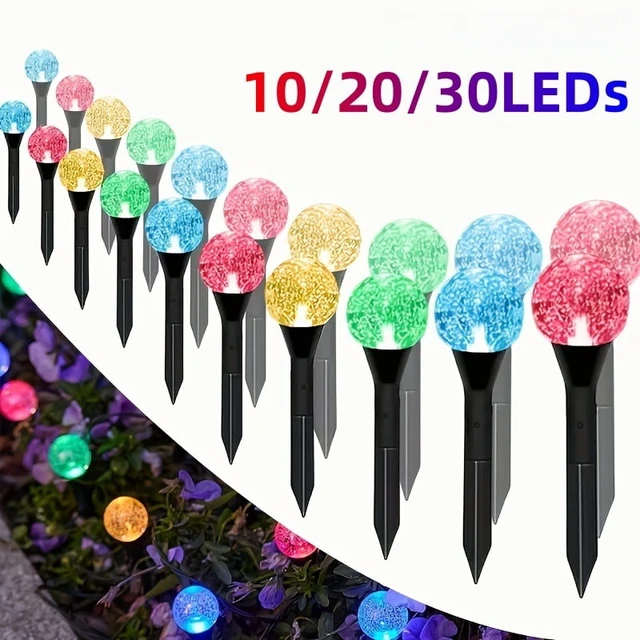 Alt view image 2 of 7 - 10/20/30 Leds Solar Garden Crystal Lights, Outdoor Lawn Lights with 8 Lighting Modes, Camping, Christmas, Party Decorations