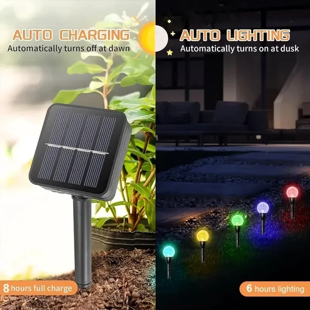 Alt view image 3 of 7 - 10/20/30 Leds Solar Garden Crystal Lights, Outdoor Lawn Lights with 8 Lighting Modes, Camping, Christmas, Party Decorations