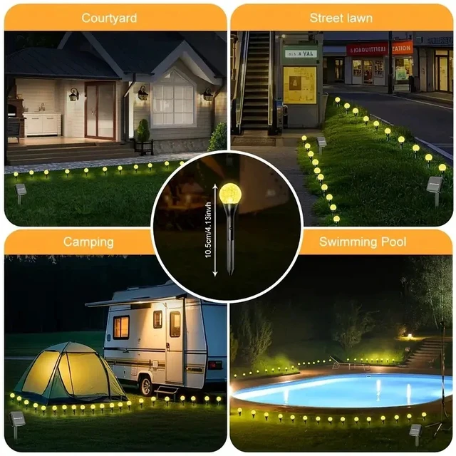 Alt view image 4 of 7 - 10/20/30 Leds Solar Garden Crystal Lights, Outdoor Lawn Lights with 8 Lighting Modes, Camping, Christmas, Party Decorations