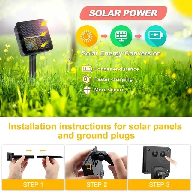 Alt view image 6 of 7 - 10/20/30 Leds Solar Garden Crystal Lights, Outdoor Lawn Lights with 8 Lighting Modes, Camping, Christmas, Party Decorations