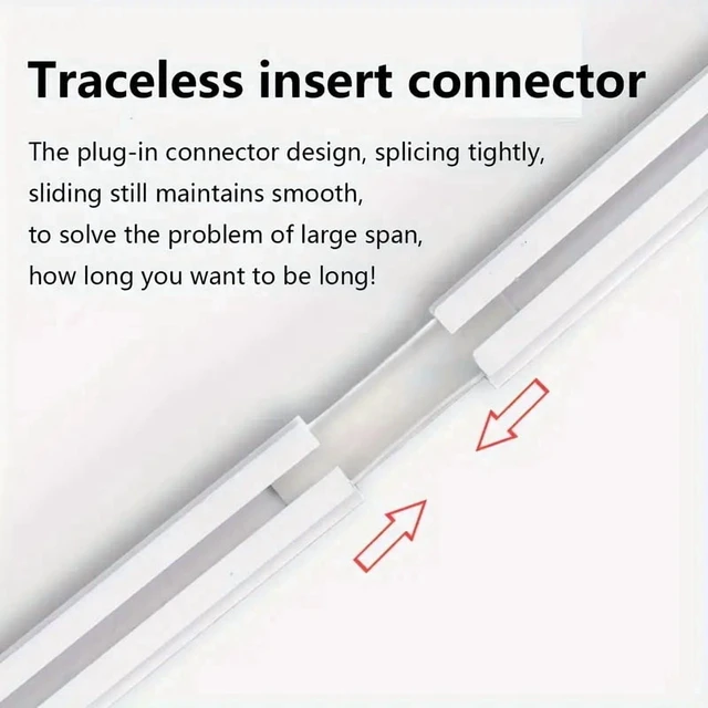 Alt view image 6 of 7 - Self Adhesive Or Perforated Dual-purpose Curtain Track Ceiling Or Wall Mount Nano Silent Curtain Slide Rod For Curtains And Cabi
