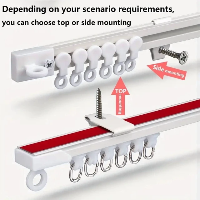 Alt view image 4 of 7 - Self Adhesive Or Perforated Dual-purpose Curtain Track Ceiling Or Wall Mount Nano Silent Curtain Slide Rod For Curtains And Cabi