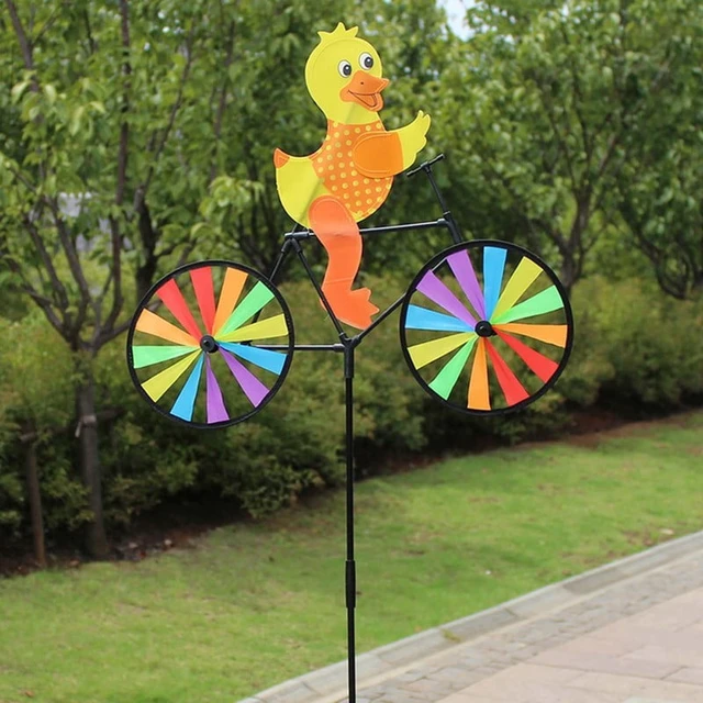 Alt view image 2 of 7 - Cute 3D Animal on Bike Windmill Lovely Garden Stake Pinwheel Wind Spinner for Garden Ornament Supplies