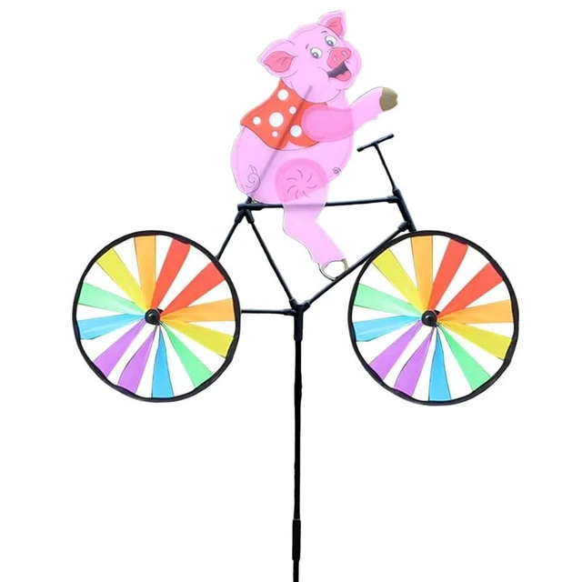 Alt view image 7 of 7 - Cute 3D Animal on Bike Windmill Lovely Garden Stake Pinwheel Wind Spinner for Garden Ornament Supplies