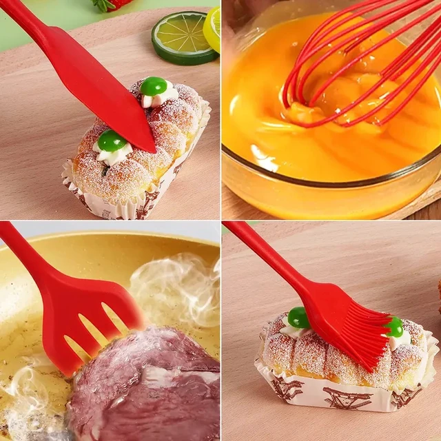 Alt view image 5 of 7 - 5Pcs Silicone Baking Utensils Set Non-Stick Silicone Cake Spatula Cooking Shovel Whisk Oil Brush Flexible Kitchen Utensils Sets