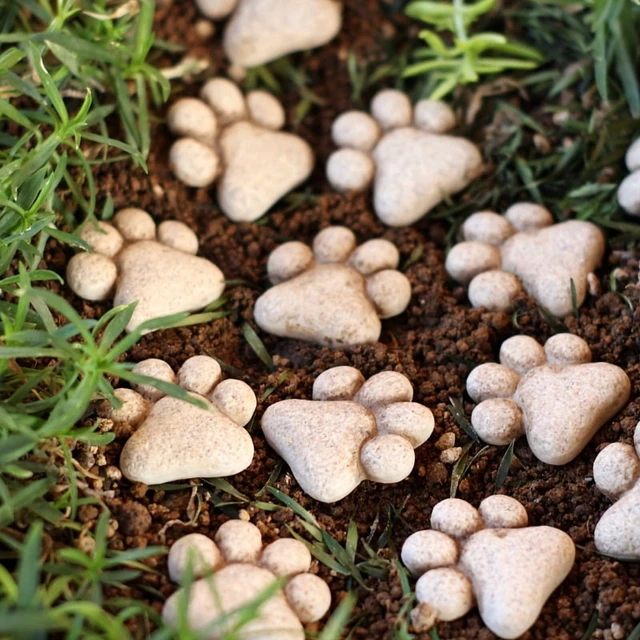 Alt view image 2 of 7 - 20Pcs Cat Paw Shaped Resin Garden Stepping Stones Outdoor Decorative Stones for Yard Bonsai Landscape Display