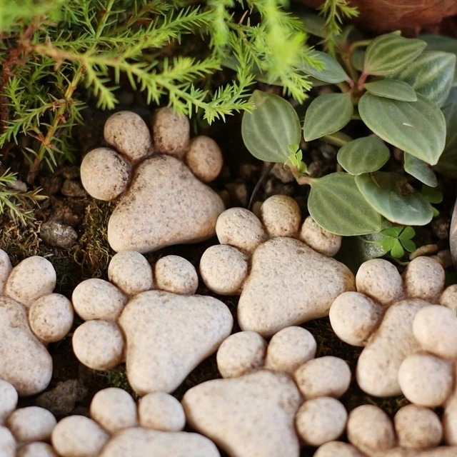 Alt view image 4 of 7 - 20Pcs Cat Paw Shaped Resin Garden Stepping Stones Outdoor Decorative Stones for Yard Bonsai Landscape Display