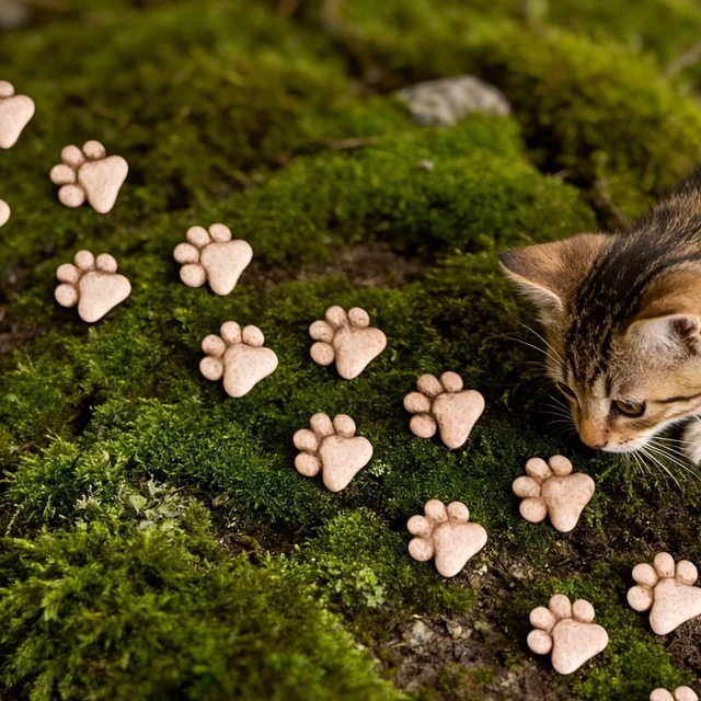 Alt view image 5 of 7 - 20Pcs Cat Paw Shaped Resin Garden Stepping Stones Outdoor Decorative Stones for Yard Bonsai Landscape Display