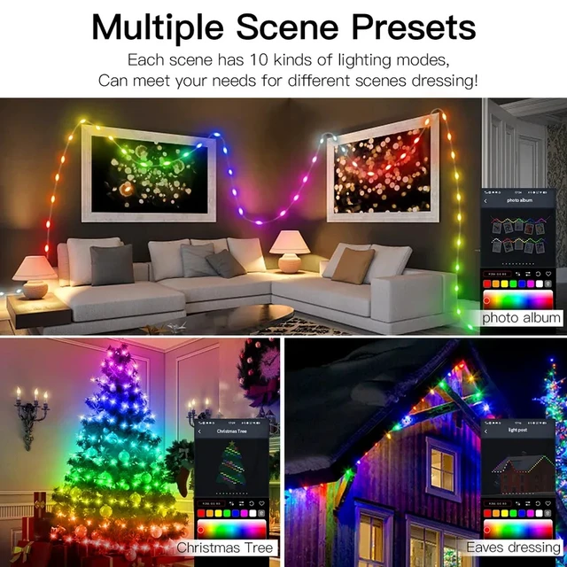 Alt view image 5 of 6 - RGBIC LED String WS2812B Bluetooth USB Music Dream Color Light 5V Christmas Birthday Party Garland Decor Fairy Lights for Home