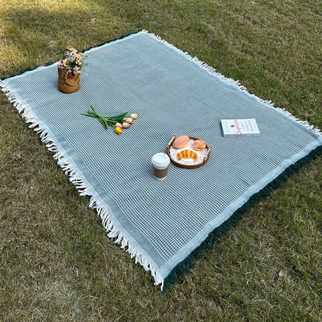 Alt view image 2 of 5 - 1pc Ins style Picnic Blanket, Beach Blanket, Soft & Foldable Outdoor Mat - Essential for Spring and Summer Camping, Parties