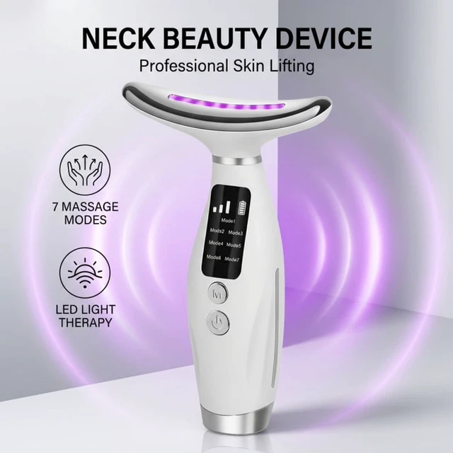 Alt view image 2 of 7 - 7 Colors LED Photon Therapy Face Neck Beauty Device 7 Modes 3 Levels Vibration Massage Skin Lifting Anti Wrinkle Machine Home Us