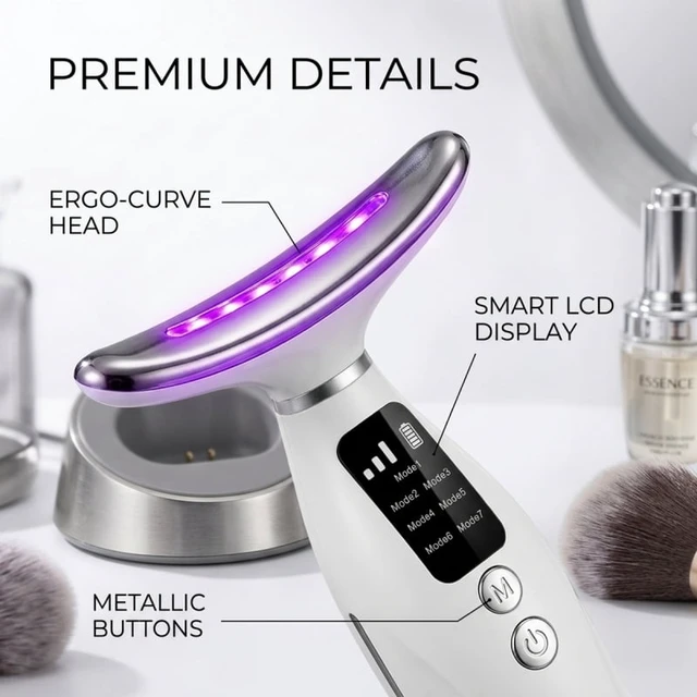 Alt view image 5 of 7 - 7 Colors LED Photon Therapy Face Neck Beauty Device 7 Modes 3 Levels Vibration Massage Skin Lifting Anti Wrinkle Machine Home Us