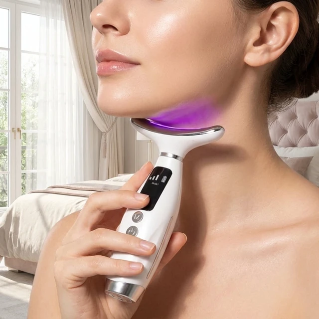 Alt view image 6 of 7 - 7 Colors LED Photon Therapy Face Neck Beauty Device 7 Modes 3 Levels Vibration Massage Skin Lifting Anti Wrinkle Machine Home Us