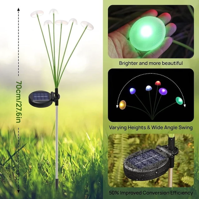 Alt view image 4 of 7 - Solar Garden Lights Dual Mode LED Solar Mushroom Lights Waterproof Decor Yard Patio Pathway Jellyfish for Garden Ambiance