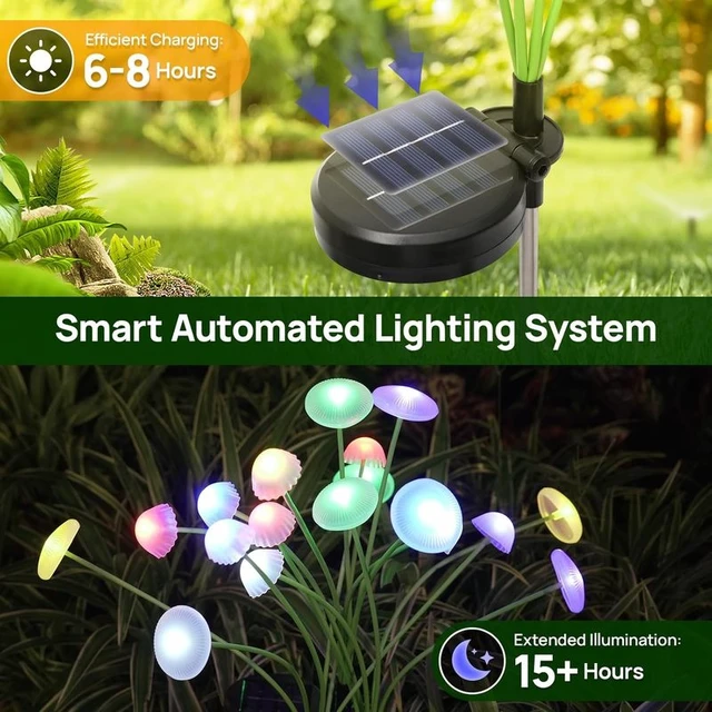 Alt view image 6 of 7 - Solar Garden Lights Dual Mode LED Solar Mushroom Lights Waterproof Decor Yard Patio Pathway Jellyfish for Garden Ambiance