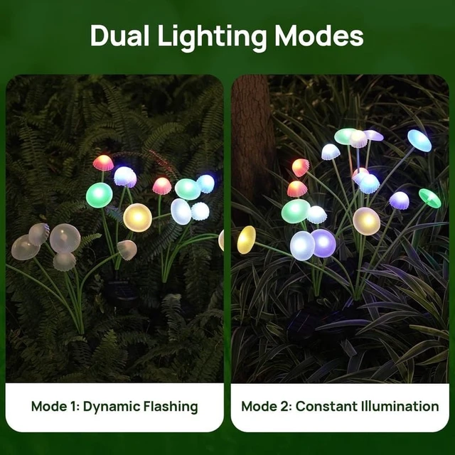 Alt view image 5 of 7 - Solar Garden Lights Dual Mode LED Solar Mushroom Lights Waterproof Decor Yard Patio Pathway Jellyfish for Garden Ambiance