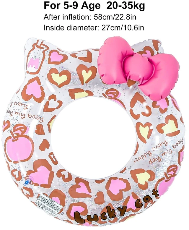 Main image of 1PC Cute Leopard Print Cat-Shaped Swim Ring with Seat & Side Pocket - Summer Water Safety Float