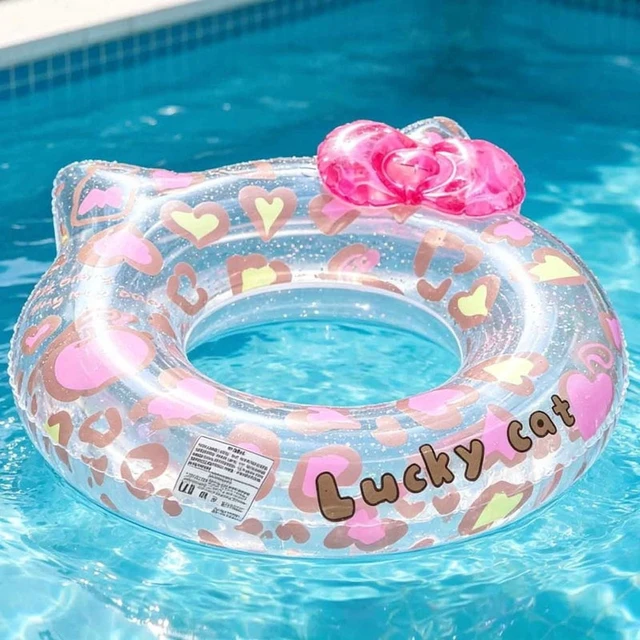 Alt view image 4 of 7 - 1PC Cute Leopard Print Cat-Shaped Swim Ring with Seat & Side Pocket - Summer Water Safety Float