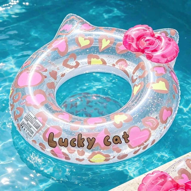 Alt view image 5 of 7 - 1PC Cute Leopard Print Cat-Shaped Swim Ring with Seat & Side Pocket - Summer Water Safety Float