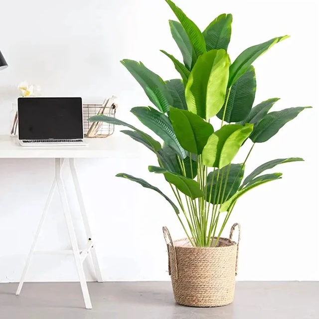Alt view image 2 of 6 - 1pc Artificial Plants Large Tropical Palm Tree Fake Banana Plants Leaves Real Touch Plastic Monstera For Home Garden Party Decor