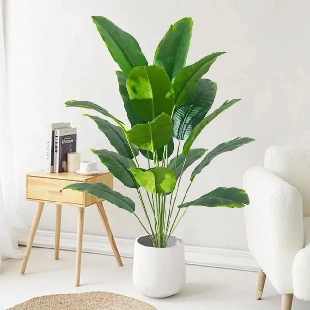 Alt view image 3 of 6 - 1pc Artificial Plants Large Tropical Palm Tree Fake Banana Plants Leaves Real Touch Plastic Monstera For Home Garden Party Decor