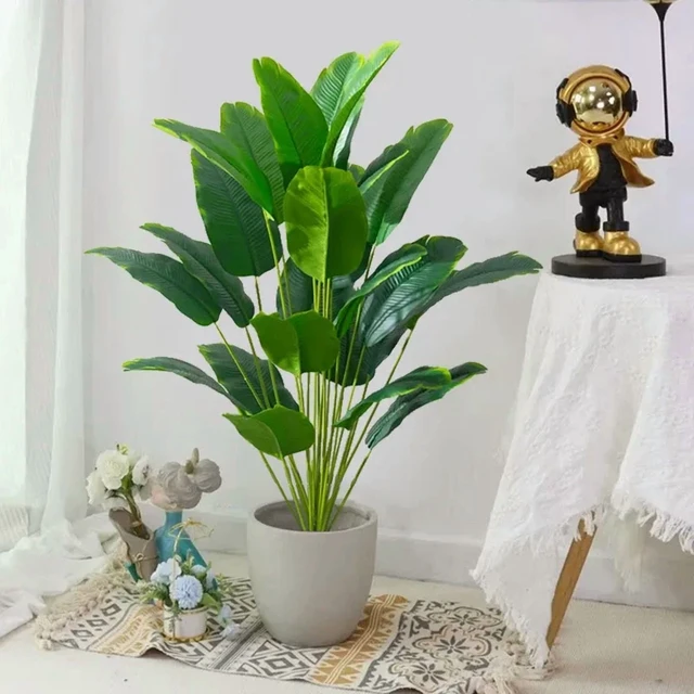 Alt view image 6 of 6 - 1pc Artificial Plants Large Tropical Palm Tree Fake Banana Plants Leaves Real Touch Plastic Monstera For Home Garden Party Decor
