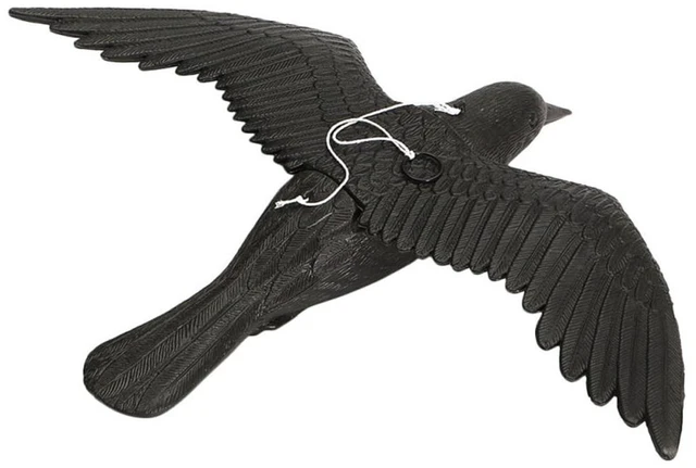 Main image of Reallike 3D Plastic Animals Figures Realistic Plastic Crow Ravens Garden Flag Home Bird Figurine Crow Decoys Attracting Crows