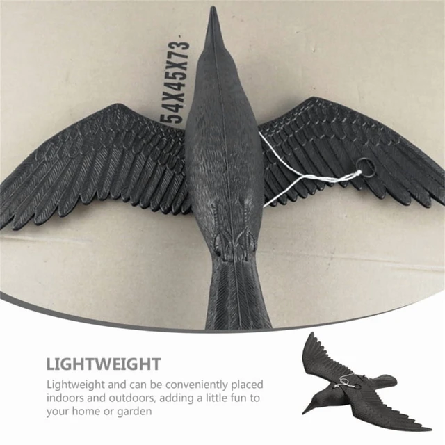 Alt view image 2 of 7 - Reallike 3D Plastic Animals Figures Realistic Plastic Crow Ravens Garden Flag Home Bird Figurine Crow Decoys Attracting Crows