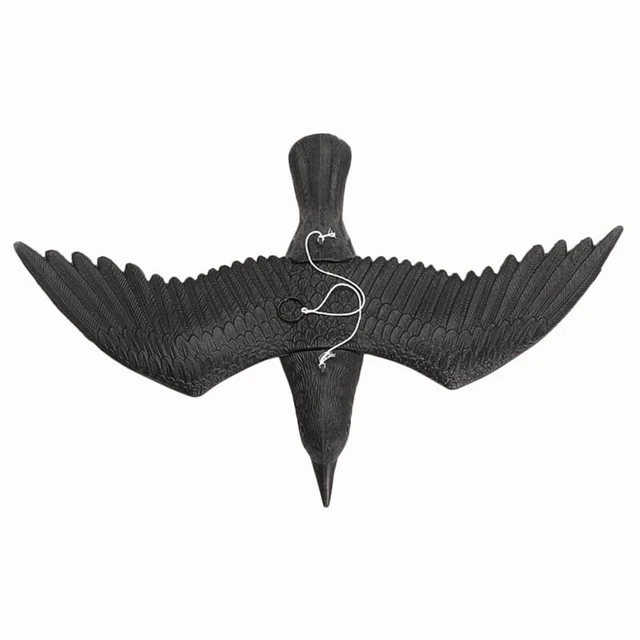 Alt view image 5 of 7 - Reallike 3D Plastic Animals Figures Realistic Plastic Crow Ravens Garden Flag Home Bird Figurine Crow Decoys Attracting Crows