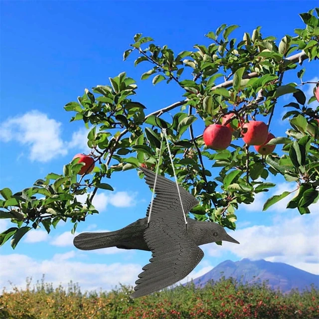 Alt view image 7 of 7 - Reallike 3D Plastic Animals Figures Realistic Plastic Crow Ravens Garden Flag Home Bird Figurine Crow Decoys Attracting Crows
