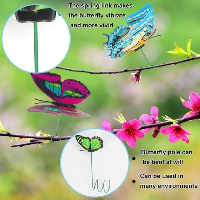 Alt view image 4 of 7 - 5-100 Pcs 3D Butterfly Garden Stakes PVC Waterproof Decorative Colorfuli Garden Stakes for Indoor/Outdoor Yard Decorations