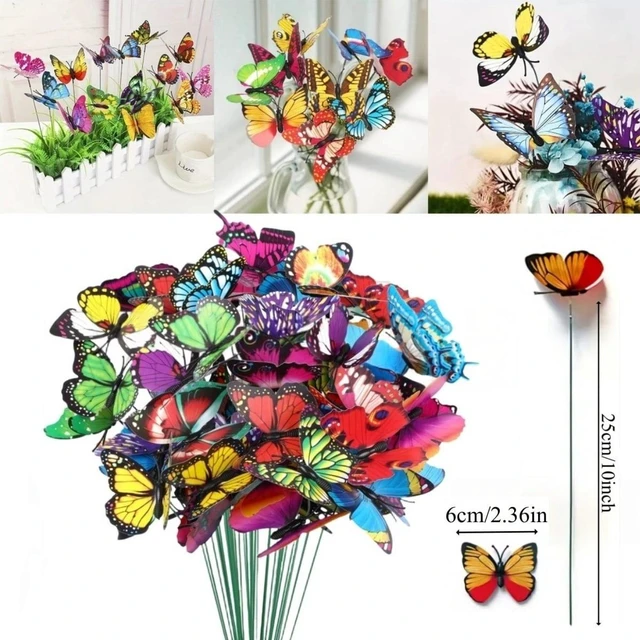 Main image of 5-100 Pcs 3D Butterfly Garden Stakes PVC Waterproof Decorative Colorfuli Garden Stakes for Indoor/Outdoor Yard Decorations