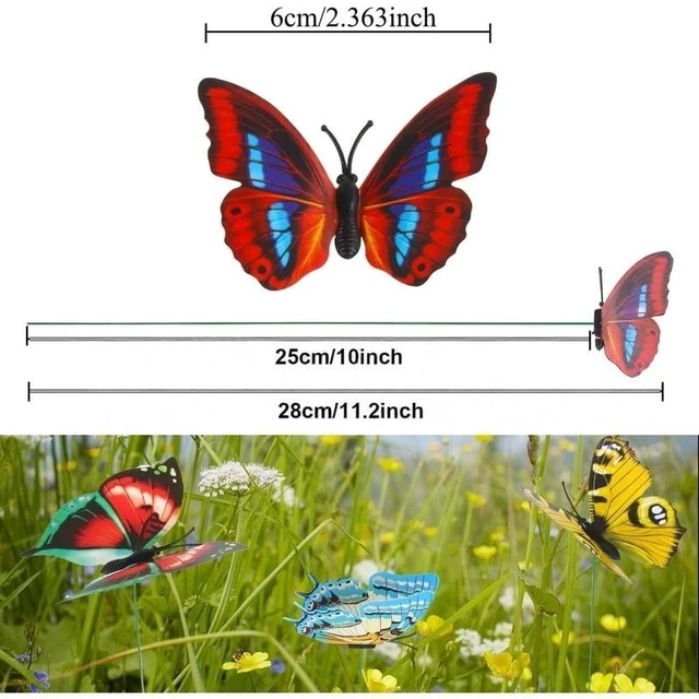 Alt view image 3 of 7 - 5-100 Pcs 3D Butterfly Garden Stakes PVC Waterproof Decorative Colorfuli Garden Stakes for Indoor/Outdoor Yard Decorations