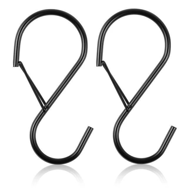 Alt view image 7 of 7 - 2/4/8Pcs 4Inch S Hooks for Hanging with Safety Buckle Heavy Duty S Hooks Large Metal S Hooks for Hanging Plants Jeans Pots Bags