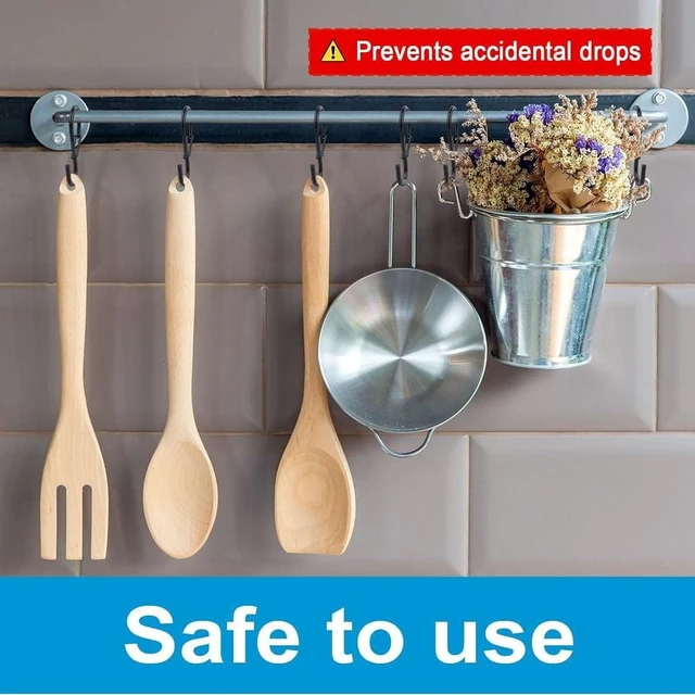 Alt view image 4 of 7 - 2/4/8Pcs 4Inch S Hooks for Hanging with Safety Buckle Heavy Duty S Hooks Large Metal S Hooks for Hanging Plants Jeans Pots Bags