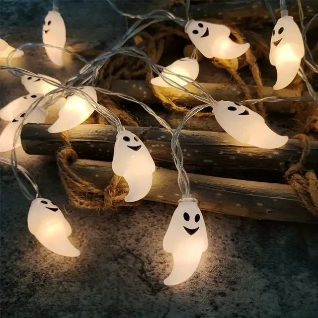 Alt view image 4 of 7 - 59.06inch 10 Lights, 3m 20 Lights Ghost Halloween Decoration String Lights, Battery Powered (No Plug)