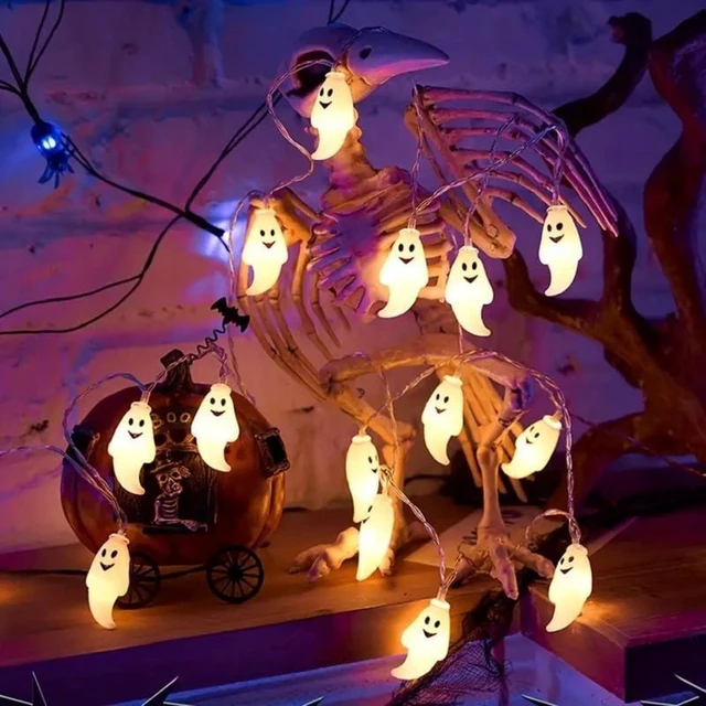 Alt view image 3 of 7 - 59.06inch 10 Lights, 3m 20 Lights Ghost Halloween Decoration String Lights, Battery Powered (No Plug)