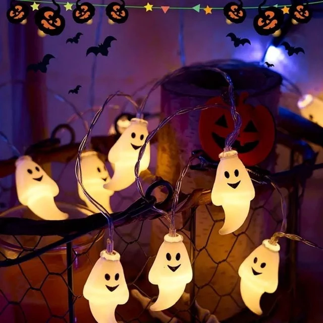 Alt view image 5 of 7 - 59.06inch 10 Lights, 3m 20 Lights Ghost Halloween Decoration String Lights, Battery Powered (No Plug)