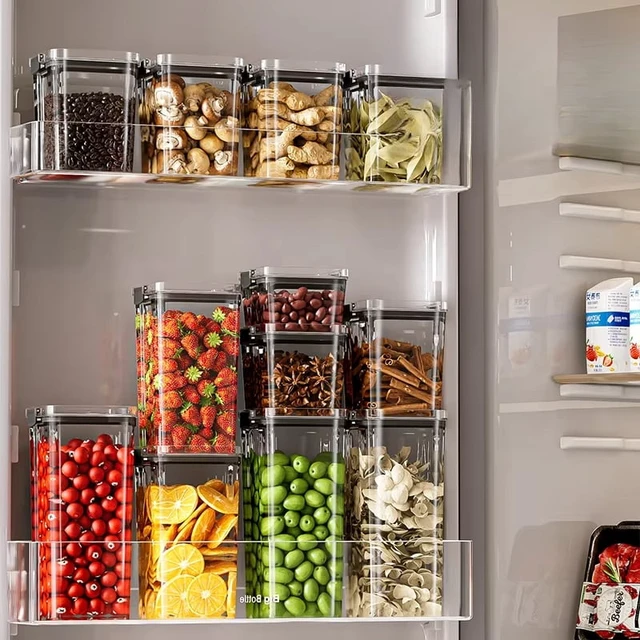 Alt view image 2 of 6 - 460-1800ml Sets Kitchen Stackable Sealed Jar Plastic Food Storage Box Multigrain Tank Bottle Dried Fruit Tea Storage Containers