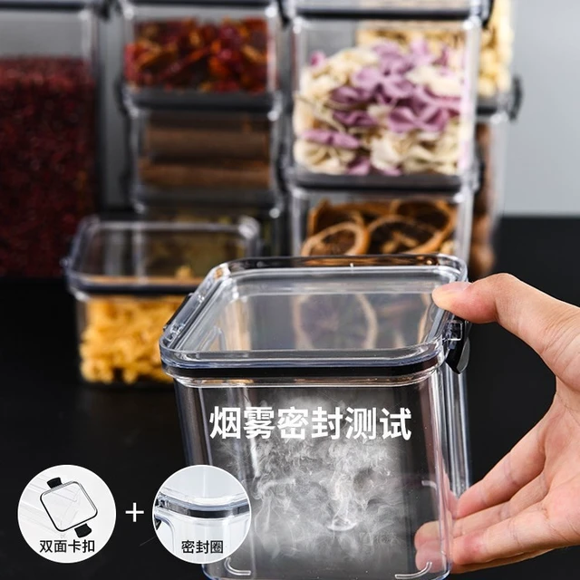Alt view image 3 of 6 - 460-1800ml Sets Kitchen Stackable Sealed Jar Plastic Food Storage Box Multigrain Tank Bottle Dried Fruit Tea Storage Containers