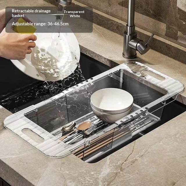 Main image of Retractable Sink Colander Expandable Kitchen Drain Basket for Fruits Vegetables Dishes Adjustable 36-46.5cm